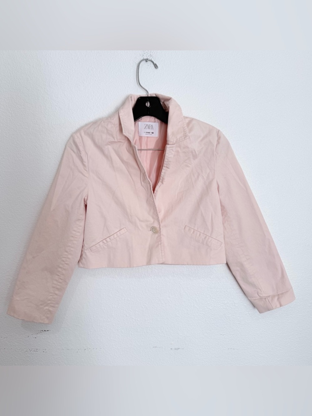 ZARA Girls Cropped Pink Blazer Jacket Size 11-12